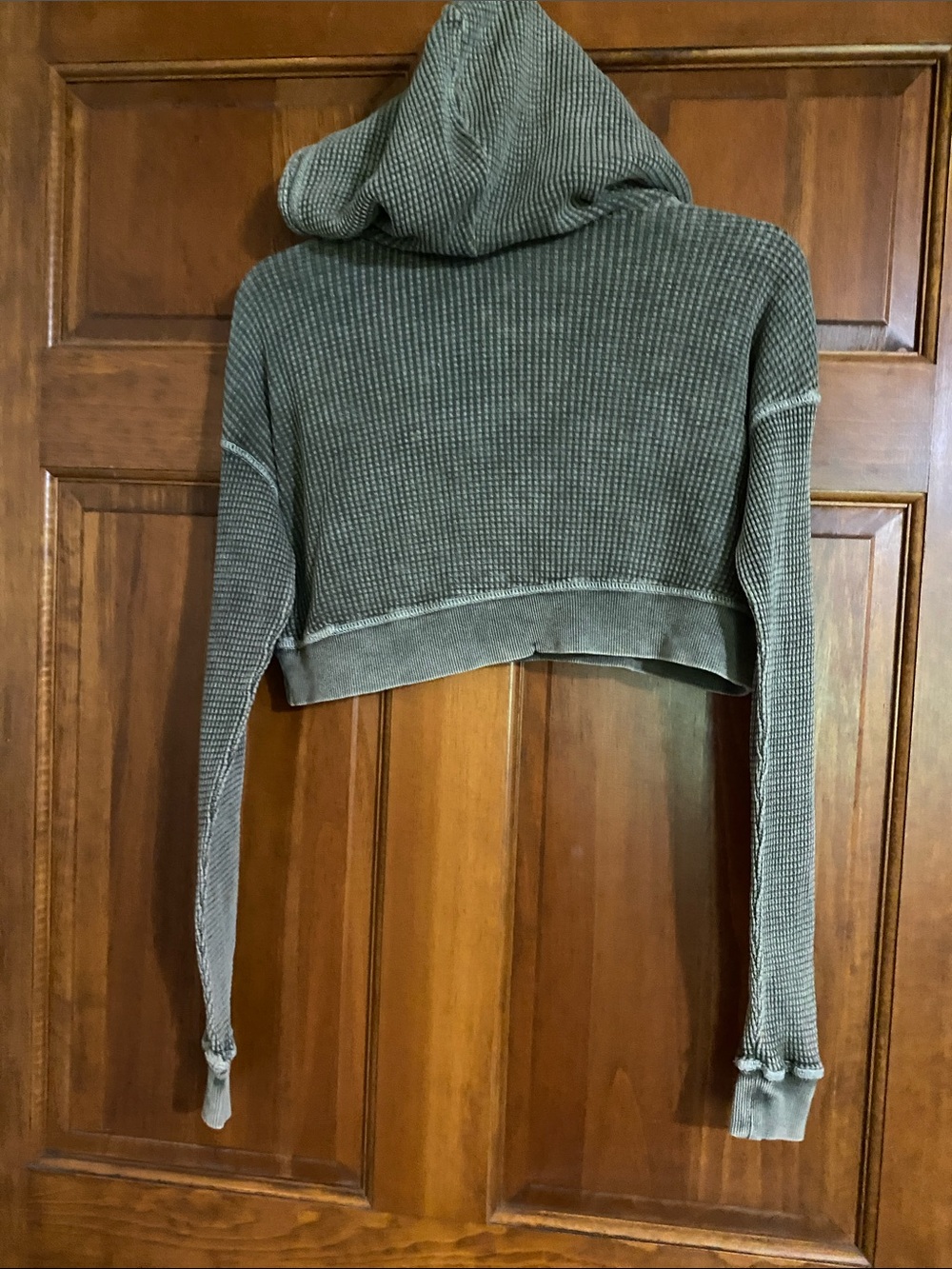 Wild Fable Cropped Waffle Knit Hoodie - Olive Green - Picture 5 of 8